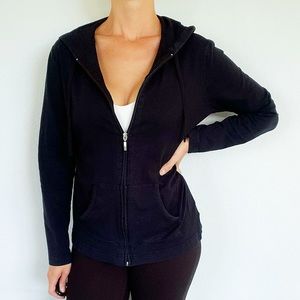 Karen Scott Sport black full zip lightweight track hoodie sweatshirt size small